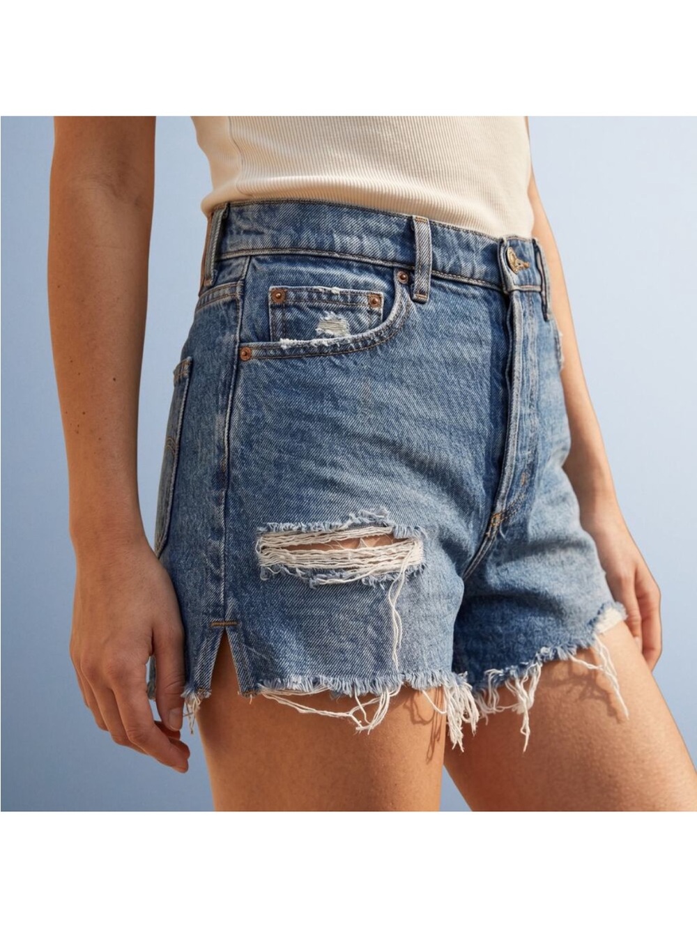 Garage Denim Jeans Shorts Festival Distress Destroyed Fray Cutoff size 26